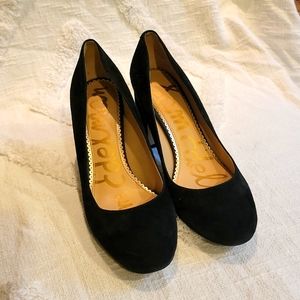 Classic black suede heels